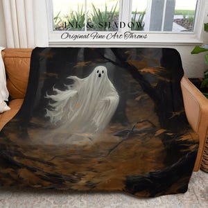 Macabre Decor Vintage Ghost Blanket Halloween | Fall Aesthetic Vintage Ghost Art Woven Tapestry Halloween Decor Dark Academia Ghost Blanket imagen 7