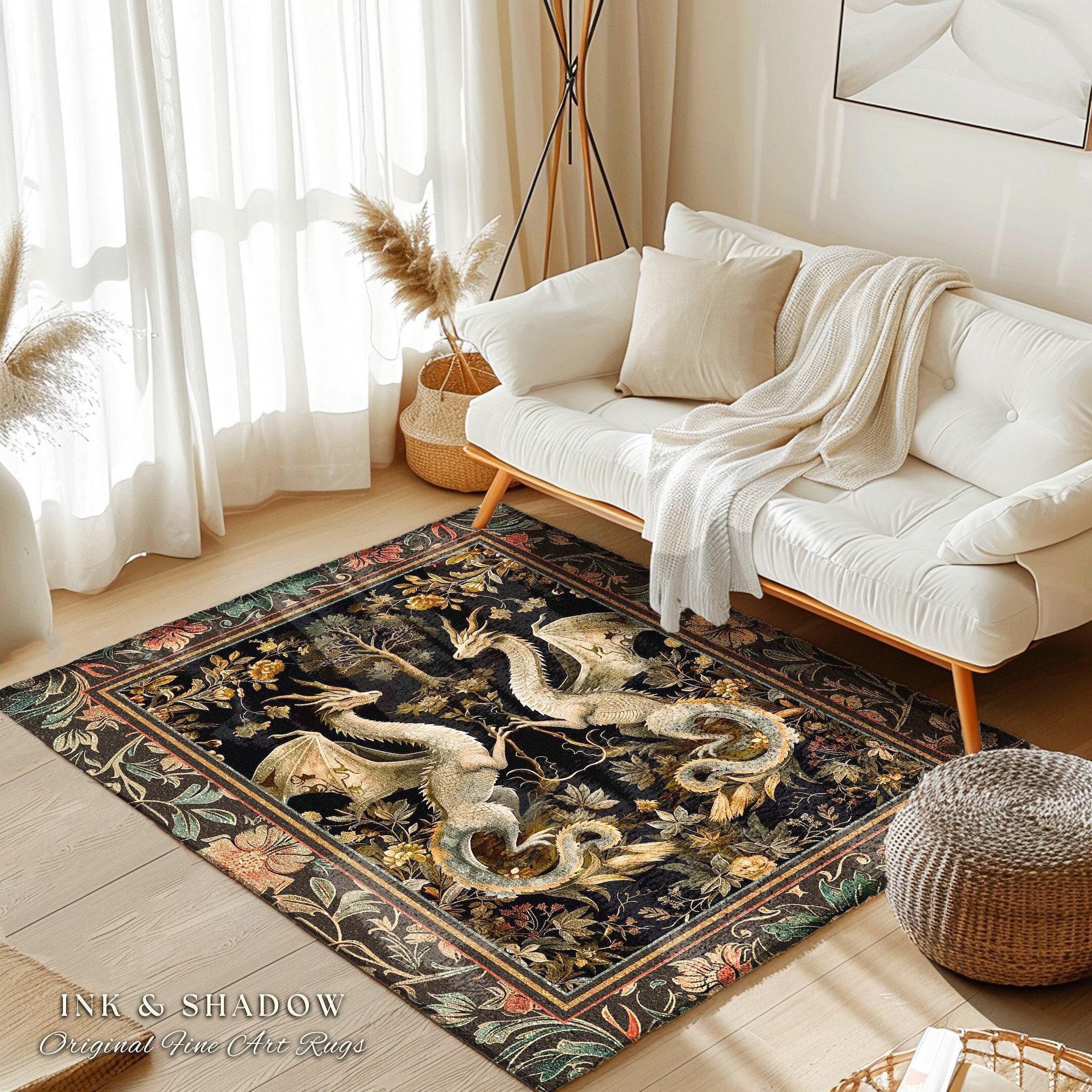 Fantasy Inspired Dragon Rug Victorian Gothic Decor | Enchanted