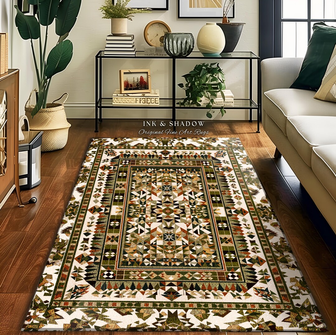 Bohemian Earth Tone Accent Rug | Subtle Geometric Detailing Midcentury ...