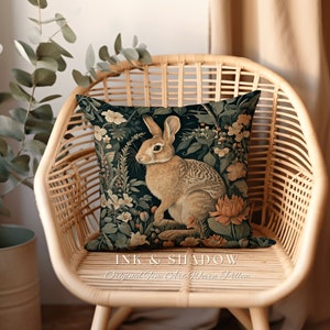 Fairycore Rabbit Throw Pillow | Couch Cushion William Morris Throw ...