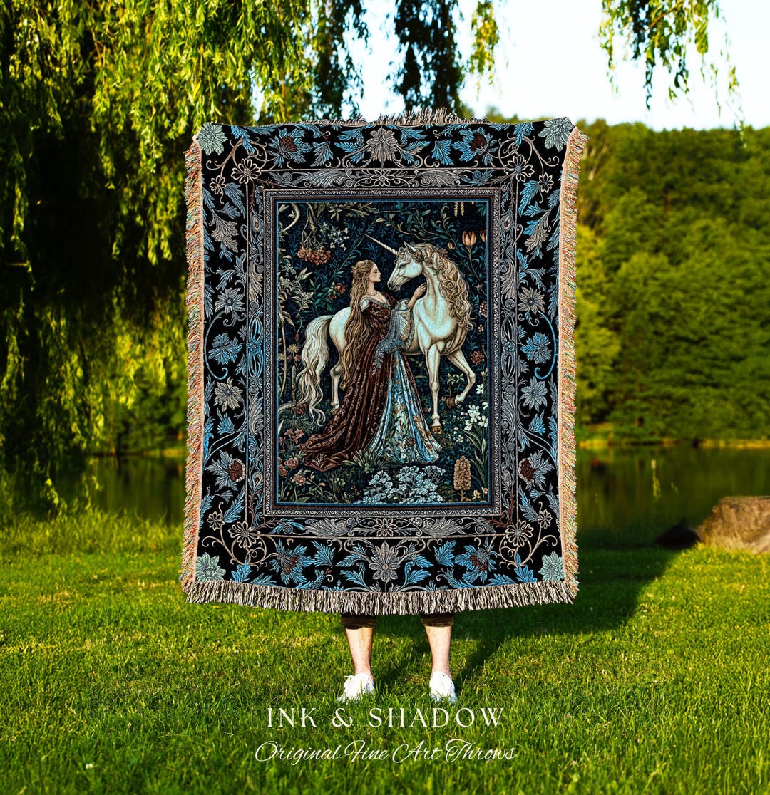 Moody Medieval Rococo Throw Blanket | Vintage Fantasy Bedroom Woven ...