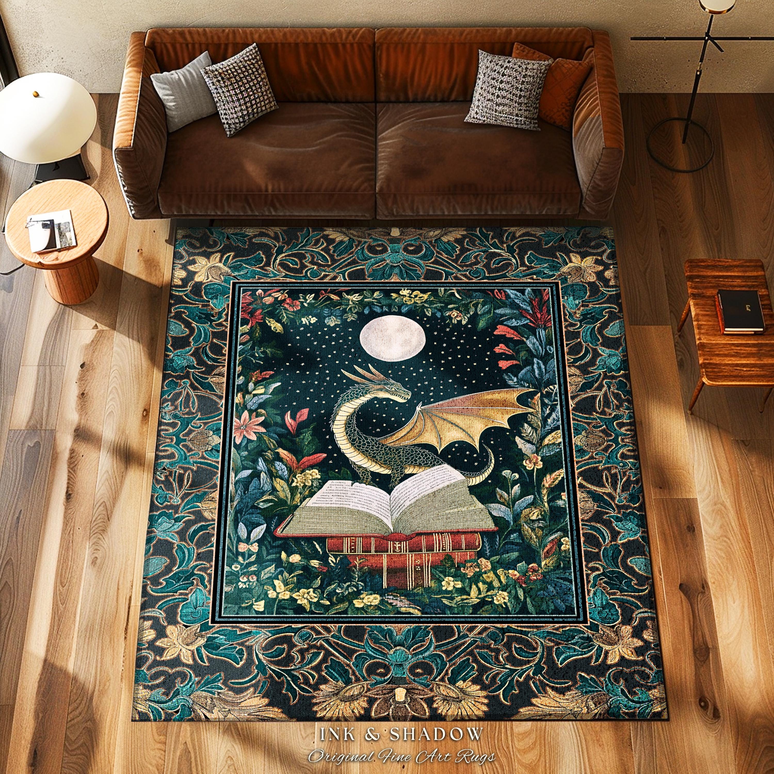 Witchy Moonlit Dragon Accent Rug | Book Lover Bedroom Fantasy Fairytale ...