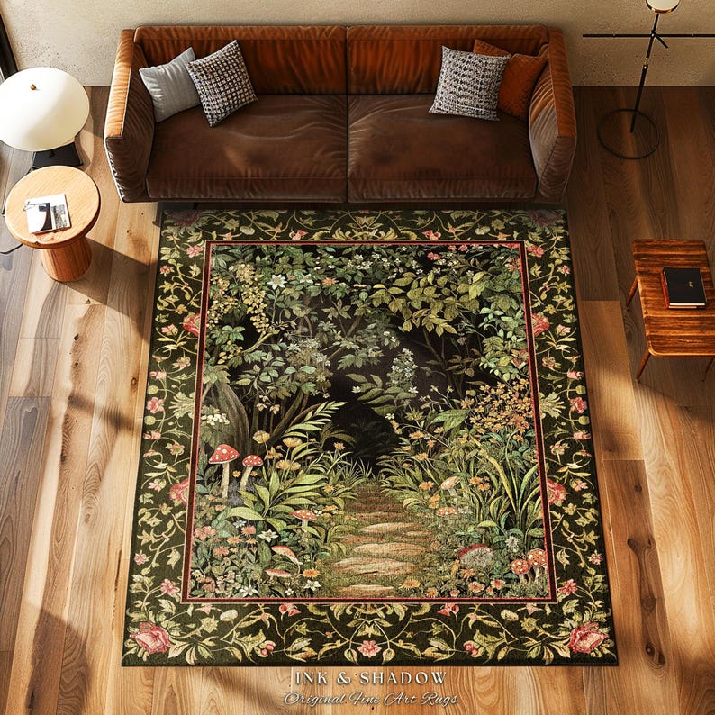 Toadstool Rug Toadstool Forest Mystical Mushroom Runner Rug | Dark Academia Folklore ...