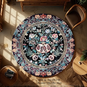 Witchy Dark Academia Pomegranate Rug Whimsigothic Floral Home Decor, Enchanted Woodland Cottagecore Botanical Victorian Gothic Nature Accent image 14