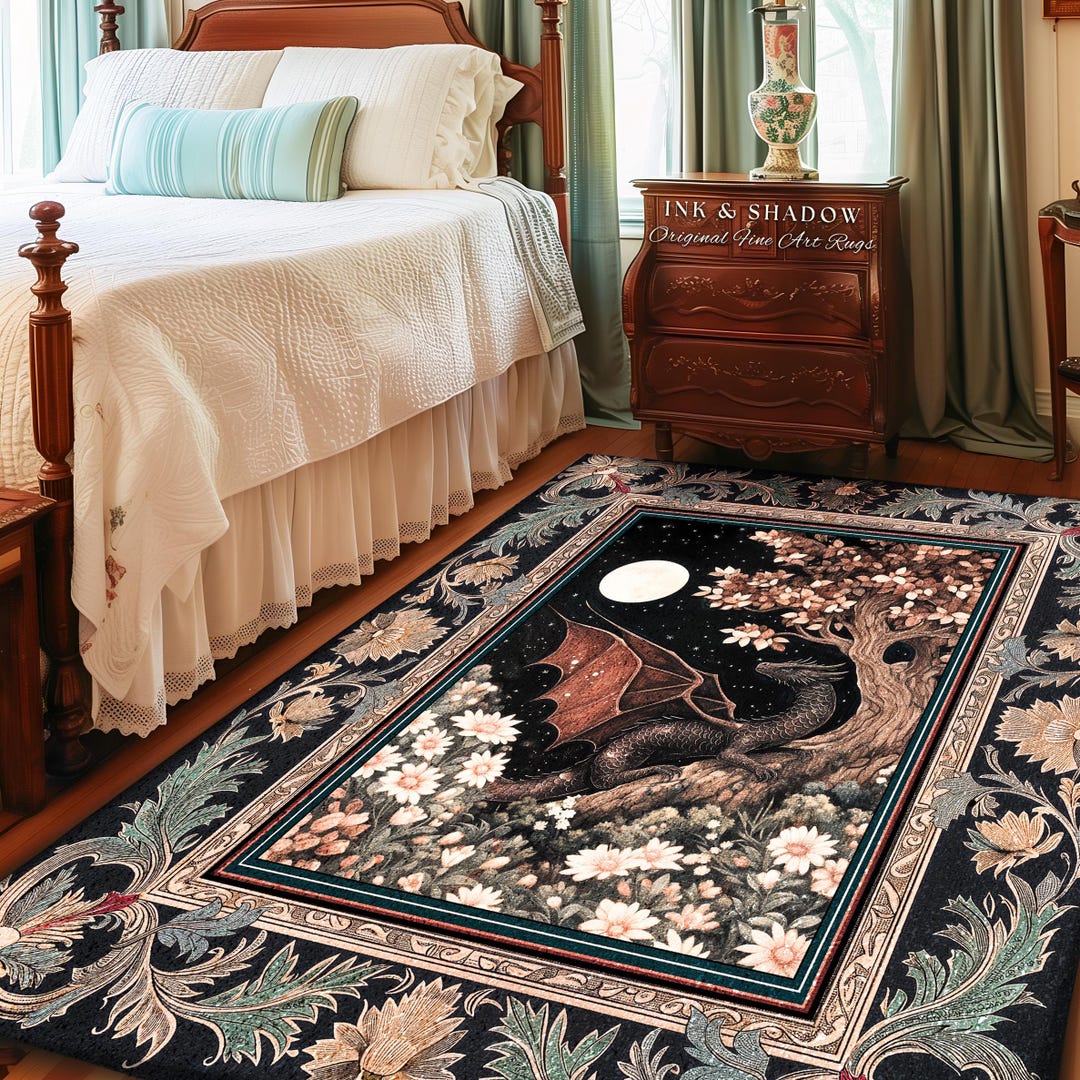 Dreamscape Rug Twilight Dragon Dark Floral Enchanted Victorian Gothic ...