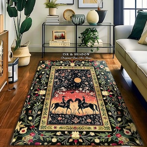 Moonlit Cowboy Rustic Area Rug | Boho Western Cowgirl Ethereal Farmhouse Decor Southwestern Nursery Theme Horse Lover Ethereal Bohemian Rug