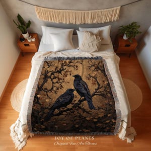 Crow Decor Gothic Tapestry Whimsigoth Blanket | Dark Cottagecore Tapestry Raven Home Decor | Crowcore Woven Goth Blanket Witchy Room Decor | bild 2