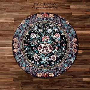 Witchy Dark Academia Pomegranate Rug Whimsigothic Floral Home Decor, Enchanted Woodland Cottagecore Botanical Victorian Gothic Nature Accent image 17