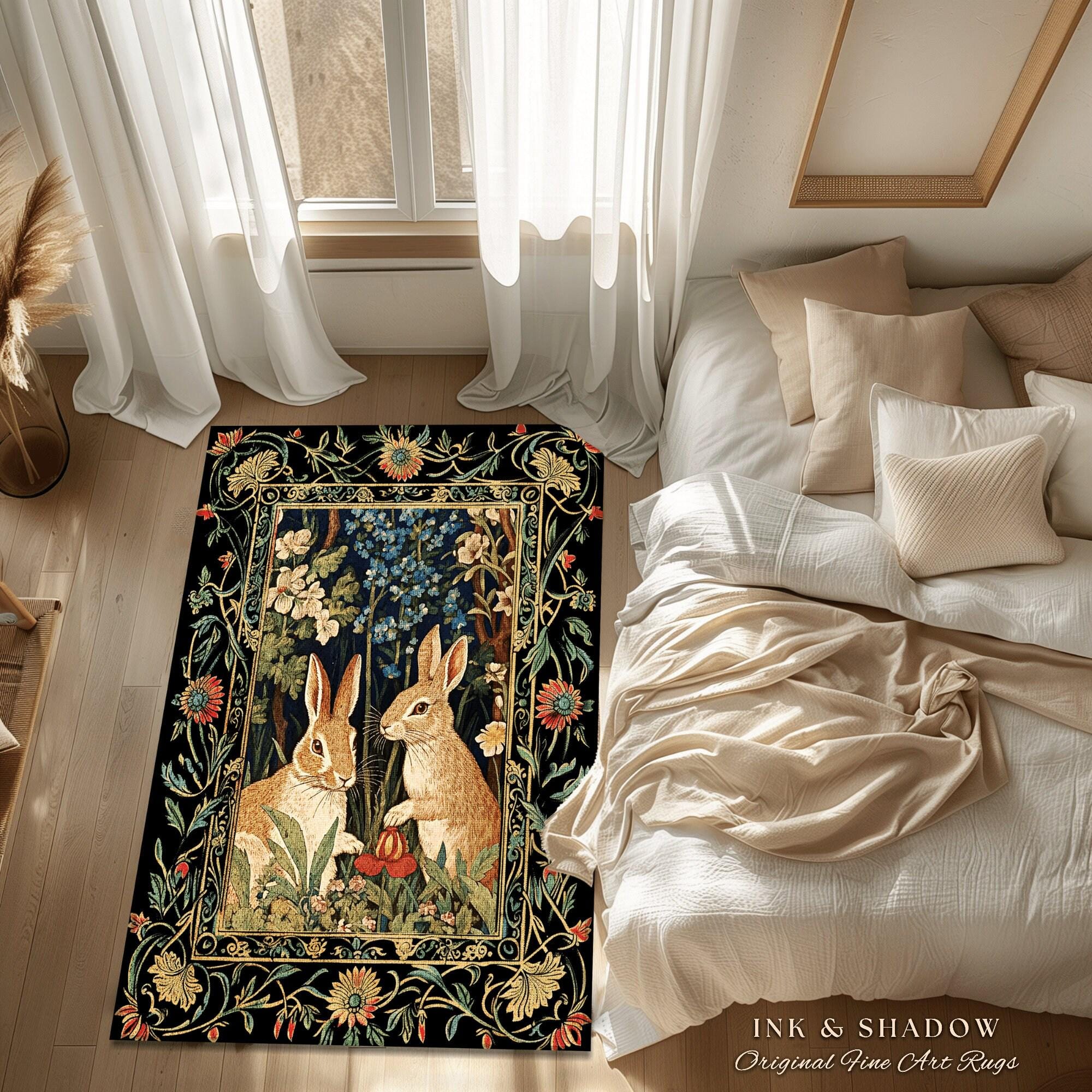 Bunnies in the Woodland Rug | Spring Bunnies Room Decor William Morris ...