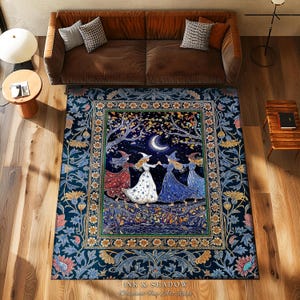 Moonlit Magic Witches Area Rug | Medieval Fairytale Floral Enchanted ...