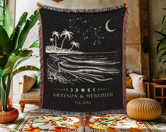Star Sign Blanket Custom | Personalized Wedding Anniversary Gift Couples Custom Star Sign Blanket Woven Tapestry Thoughtful Wedding Gift |