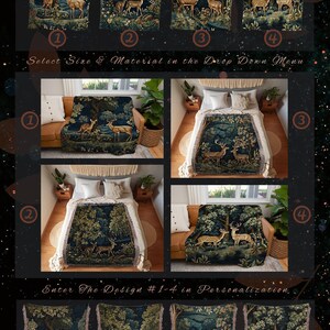 Folk Art Blanket Woodland | Folk Art Blanket Woven Tapestry William Morris Throw Dark Cottagecore Gothic Aesthetic Bedding Light Academia | image 2