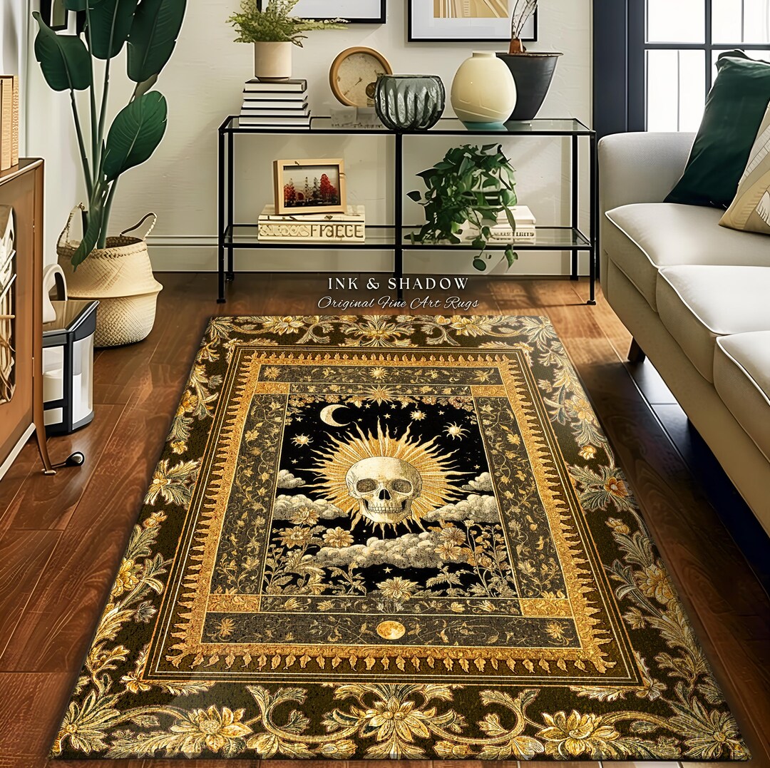 Astrology Aesthetic Skull Accent Rug | Lovers Card Bedroom Macabre ...