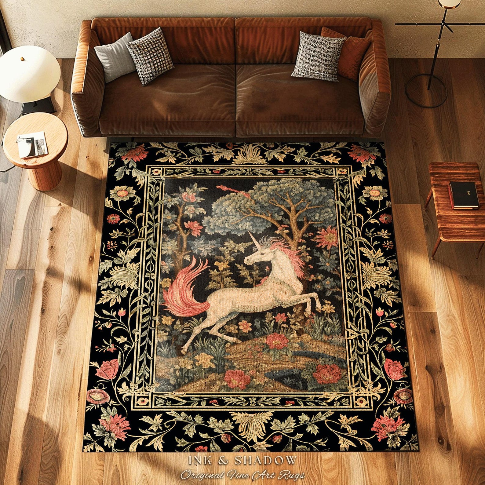 Princesscore Decor Folklore Unicorn Rug | Princesscore Room Decor William Morris Inspired ...