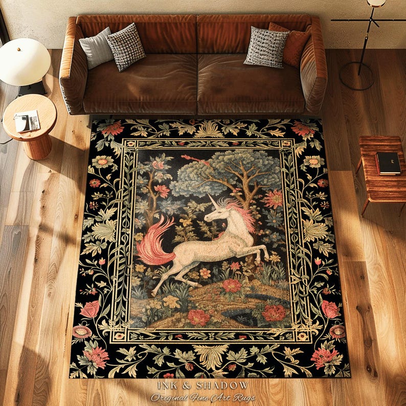 Folklore Unicorn Rug | Princesscore Room Decor William Morris Inspired ...