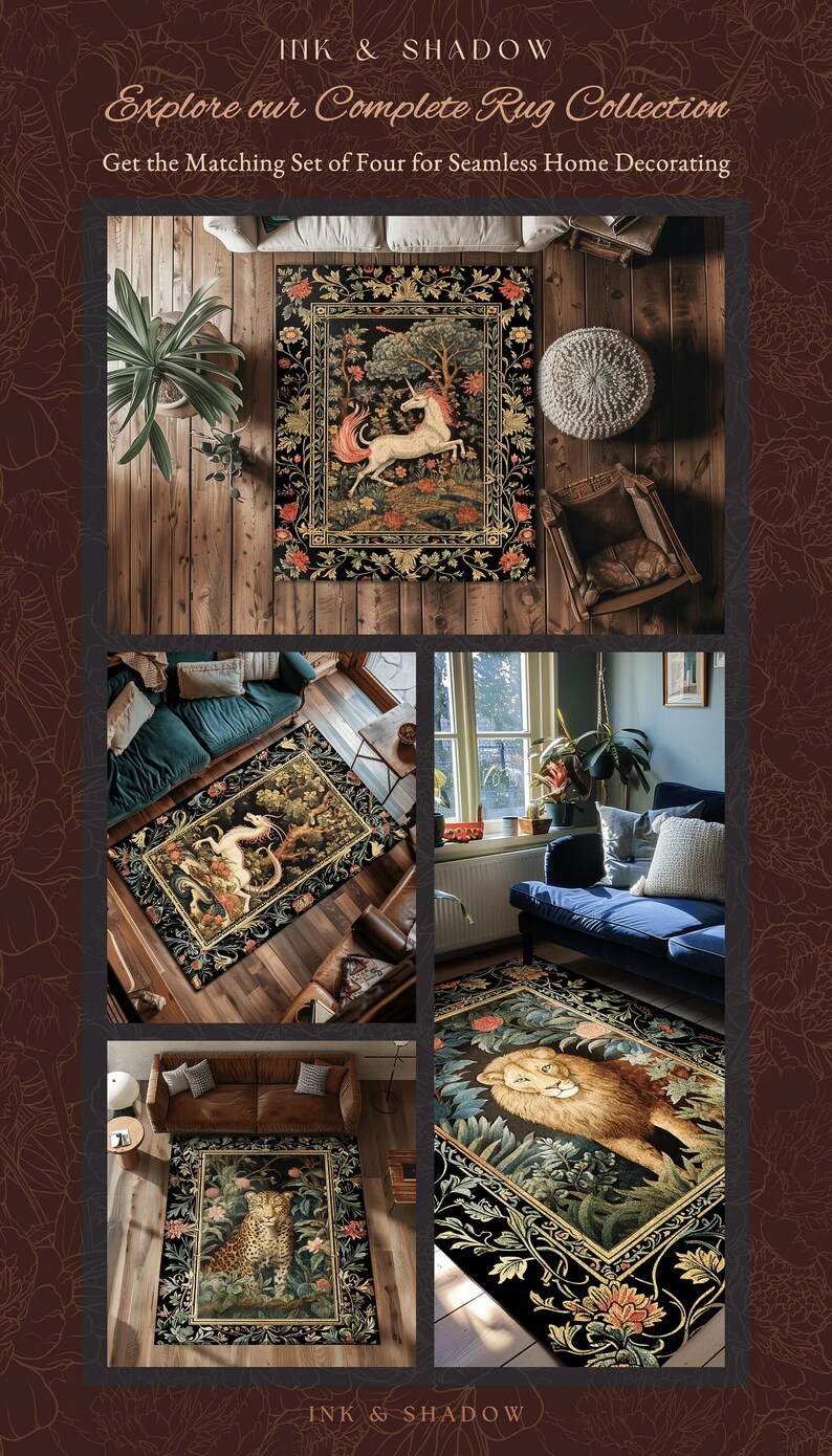 Princesscore Decor Folklore Unicorn Rug | Princesscore Room Decor William Morris Inspired ...