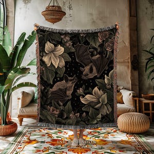 Starry Sky Bat Tapestry Blanket | Celestial Tapestry Pastel Wall Art Bedroom Decor Astrology Bat Colorful Wall Art Whimsical Dark Art Floral Bild 10