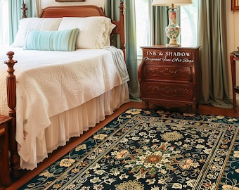 Vintage Art Deco Royal Ornate Accent Rug | Dark Academia Floor Rug Ornate Design Victorian Gothic Aesthetic Home Decor Ethereal Maximalist