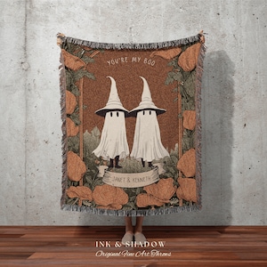 You&#39;re my &#39;Boo&#39; Ghost Couple Personalized Wedding Blanket | Spooky Halloween Tapestry Woven Ghost Gifts Thoughtful Anniversary Gifts Gothic