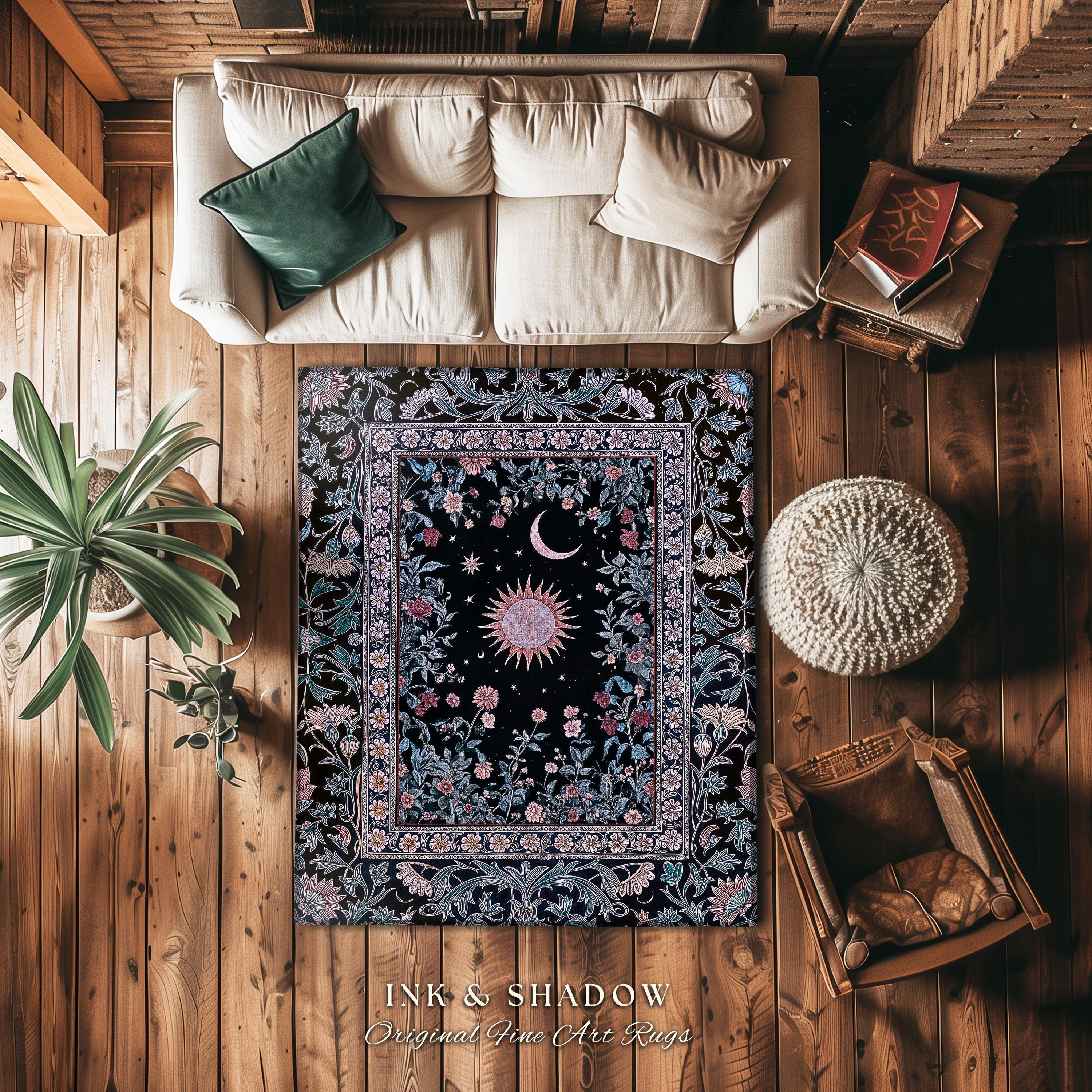 Midnight Lavender Celestial Round Rug | Witchy Pastel Tarot