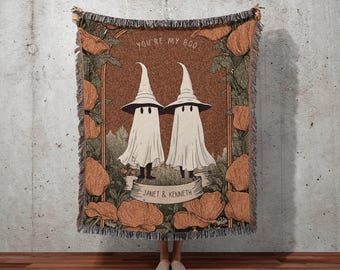 You're my 'Boo' Ghost Couple Personalized Wedding Blanket | Spooky Halloween Tapestry Woven Ghost Gifts Thoughtful Anniversary Gifts Gothic