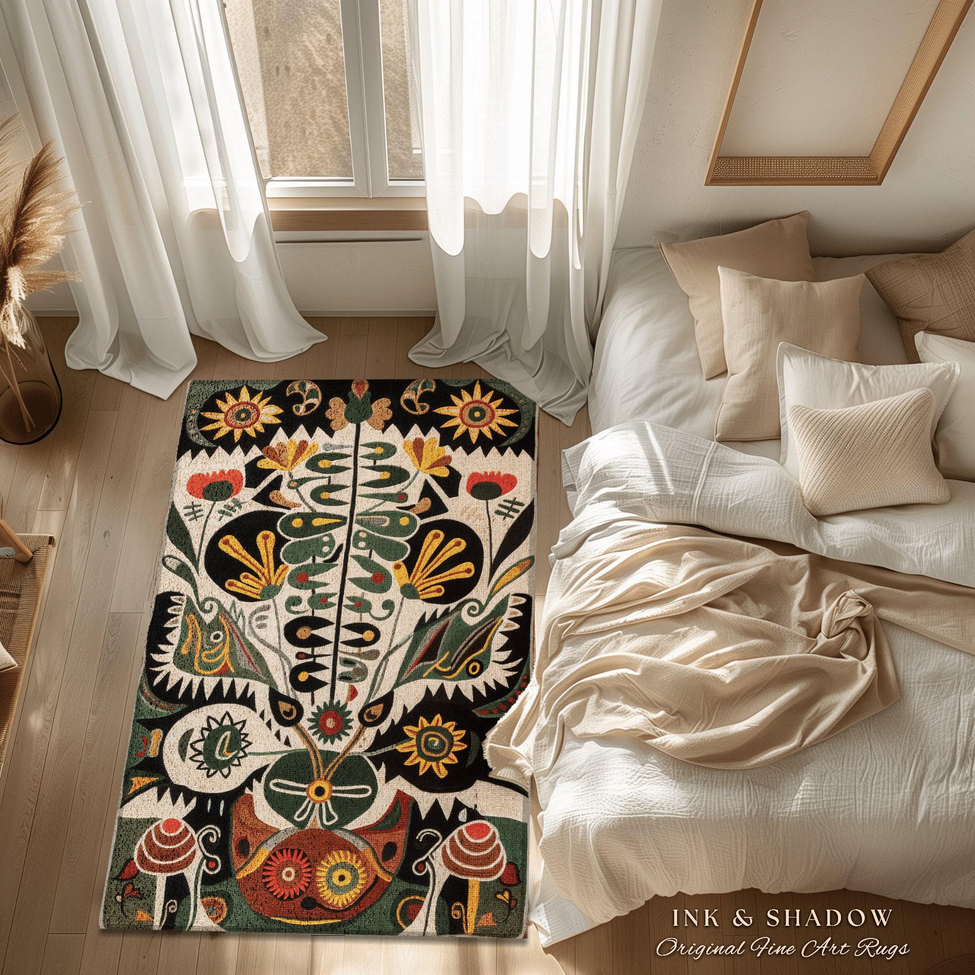 Trendy Aesthetic Boho Rug | Indie Floral Aesthetic Living Room Danish ...