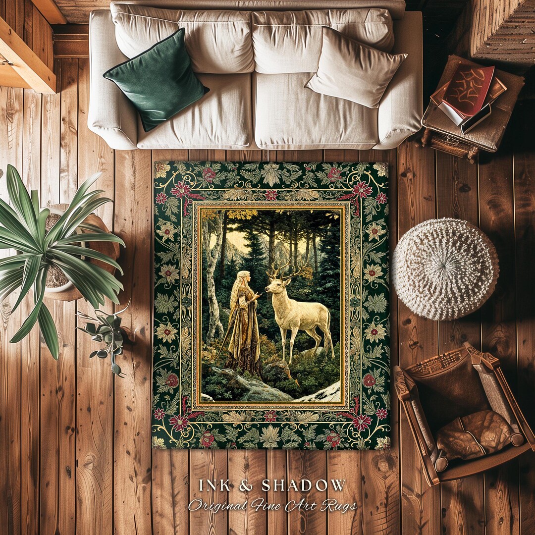 Emerald Forest Spirits Area Rug | Botanical Elegance Woodland Spirits ...