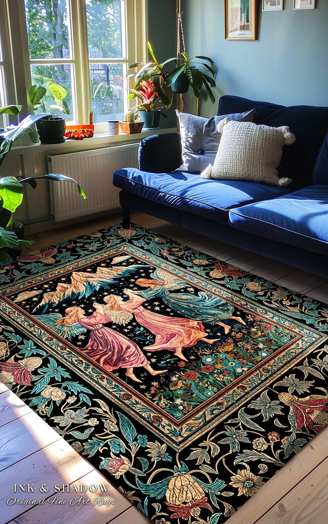 Angel Fairy Rug Fairycore Ethereal Angel Accent Rug | Woodland Folklore Bohemian ...