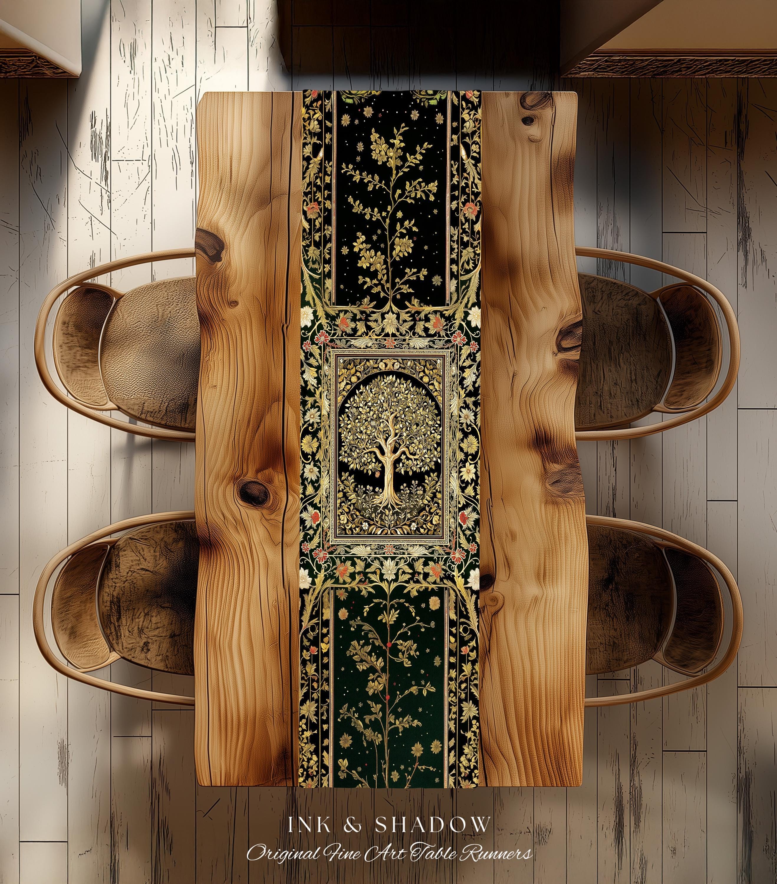 Table runner 「豊穣」　帯リメイク Tree of Life Fairytale Inspired Table Runner | Celestial Folk Art