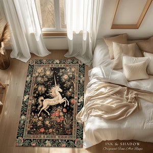 Mystical Folklore Unicorn Rug Whimsical Room Decor Morris Inspired ...
