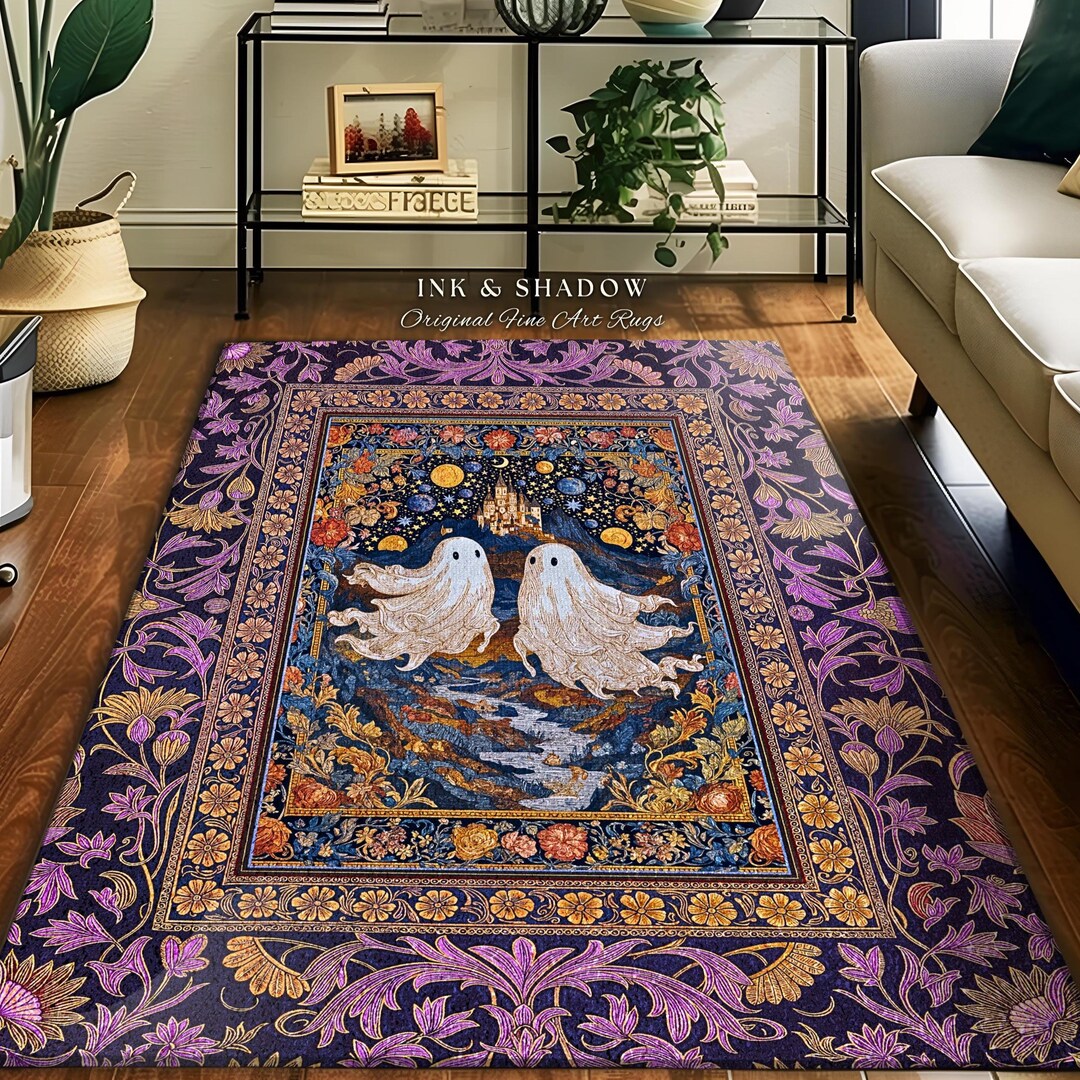 Rosy Aesthetic Celestial Ghost Rug | Gothic Ghost Lovers Bedroom Spooky ...