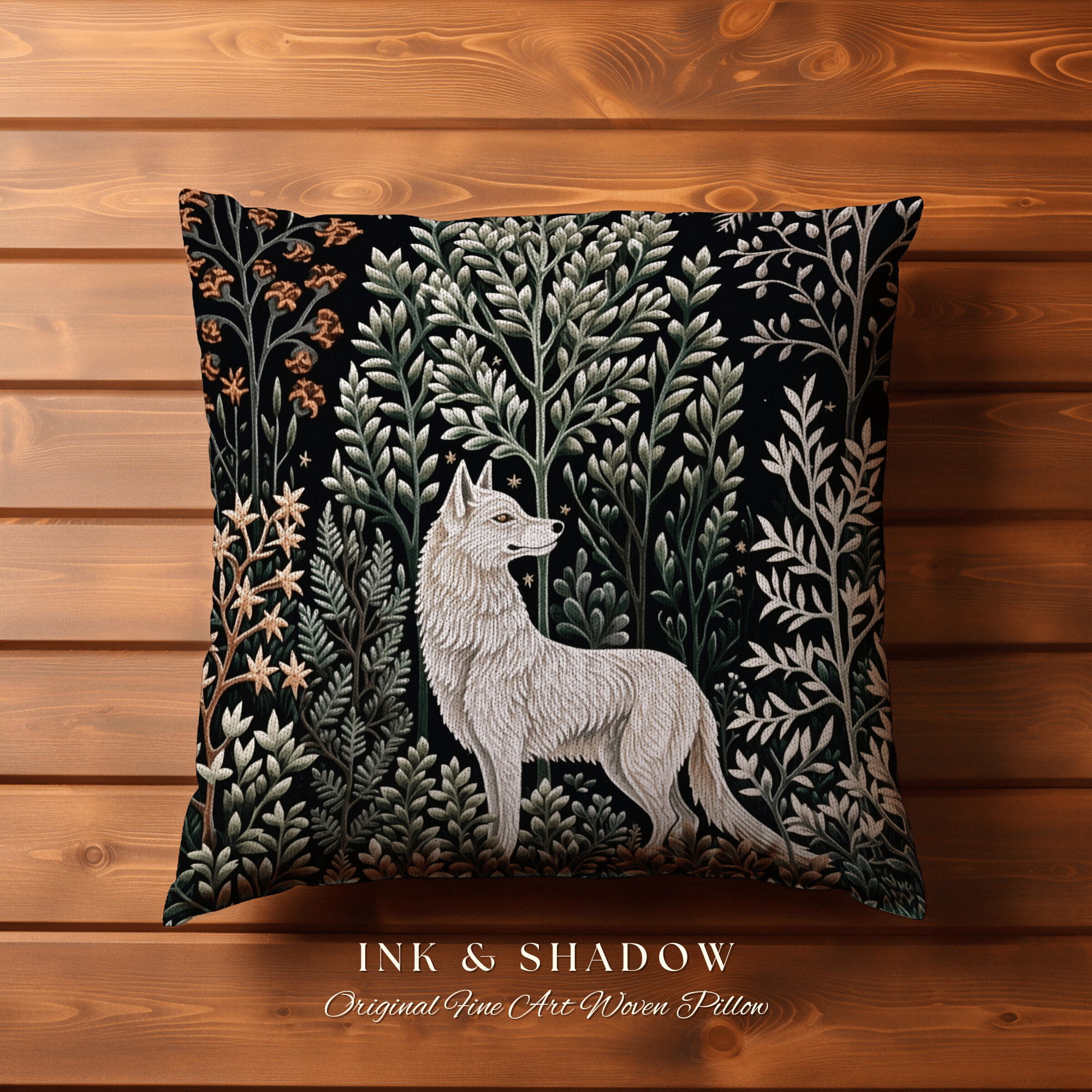 Nordic Wolf Throw Pillow | Scandinavian Aesthetic Rustic Woodland Boho ...