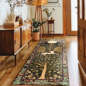 Magic Aesthetic Unicorn Runner Rug Cottagecore Style, Dark Academia Folklore Decor Gothic Maximalist Fantasy Art Enchanted Fairytale Accent Bild 9