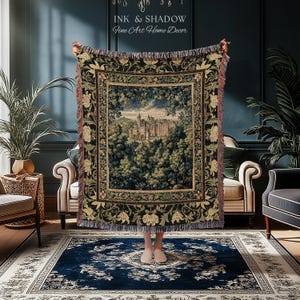 Ethereal Fairytale Fantasy Castle Tapestry | Dark Academia Woodland Fairy Folklore Princess Aesthetic Magical Landscape Forestcore Romantic image 15