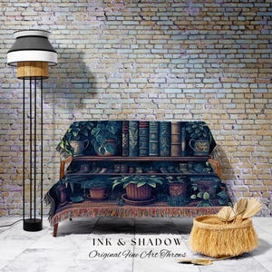 Book Lover Blanket Dark Academia Decor Bedroom | Witchy Decor Aesthetic Goth Tapestry | Dark Cottagecore Decor Book Lovers Git Ideas | image 7