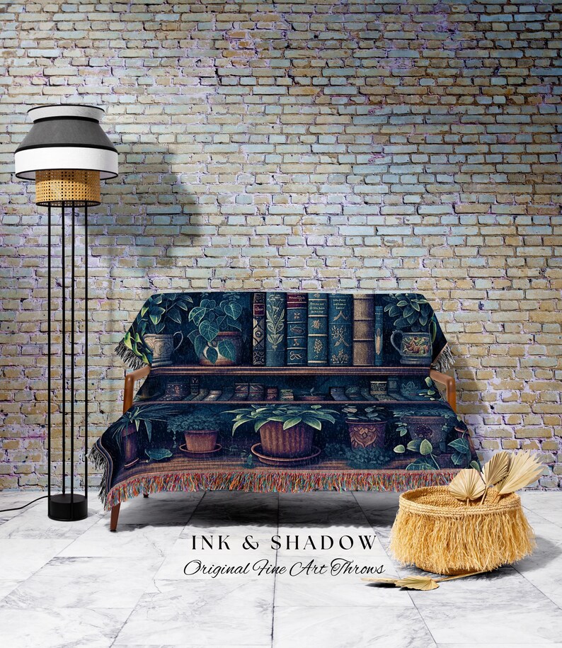 Book Lover Blanket Dark Academia Decor Bedroom | Witchy Decor Aesthetic Goth Tapestry | Dark Cottagecore Decor Book Lovers Git Ideas | image 7