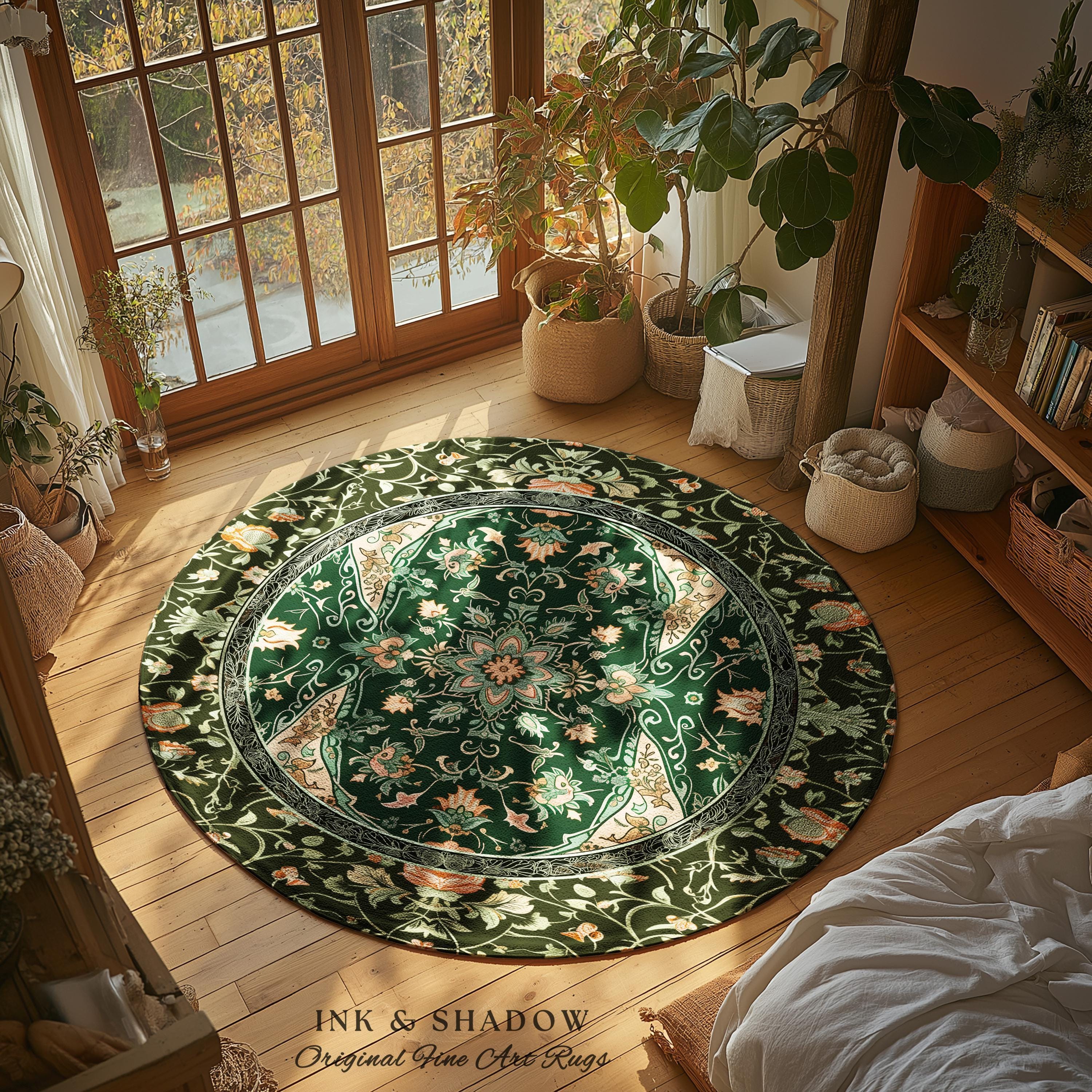 Elegant Sea Green Area Rug | Classic Ornate Statement Rug With