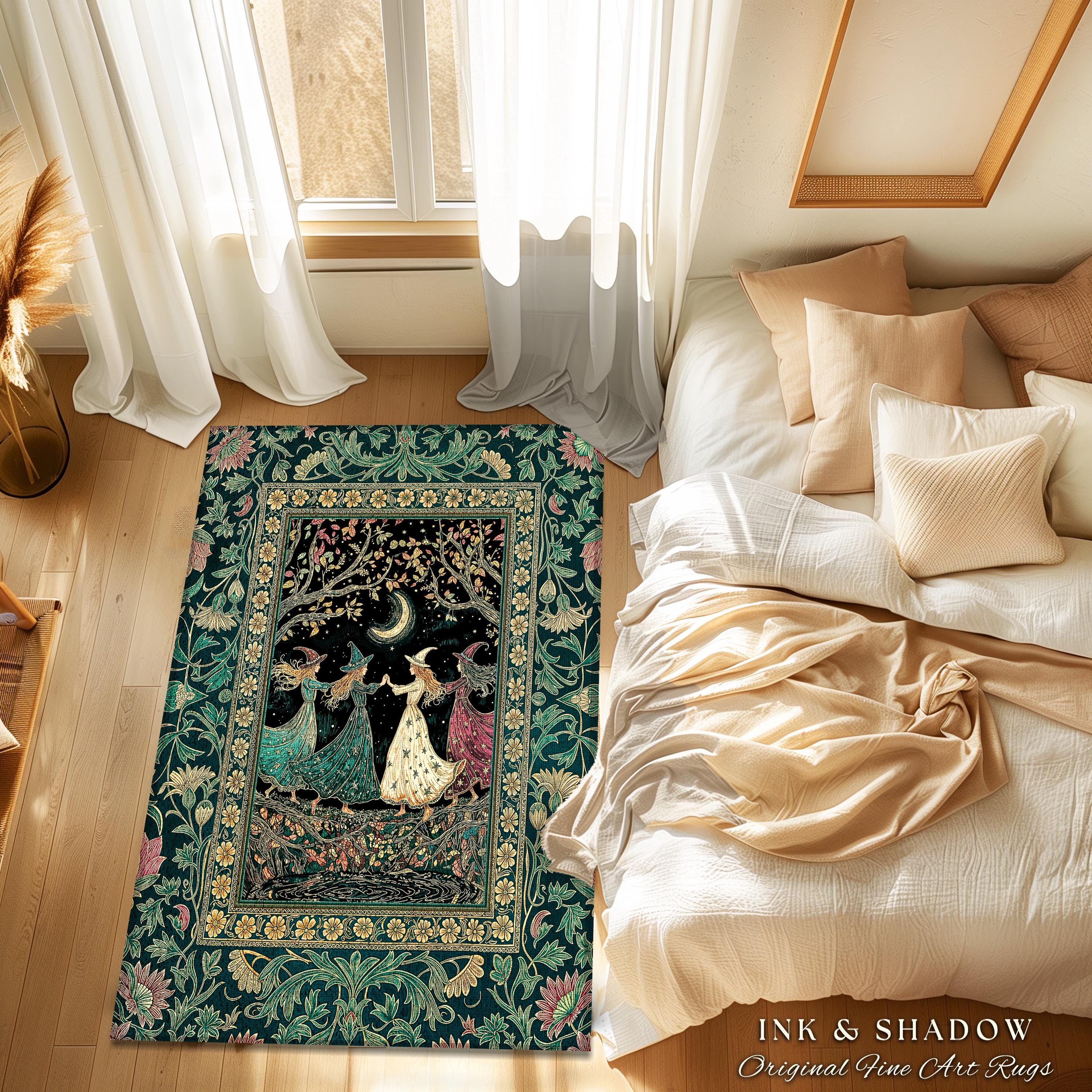 Whimsical Witch Sisterhood Accent Rug | Dreamy Dark Witchy Coven Forest ...