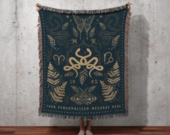His & Hers Astrology Blanket | Celestial Wedding Anniversary Gift Couples Custom Star Sign Blanket Woven Throw Personalized Wedding Custom |