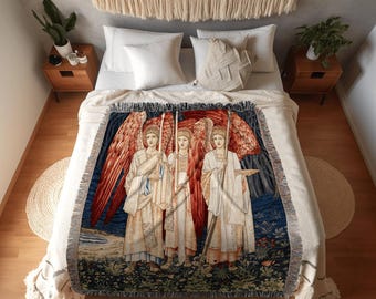 Medieval Art Tapestry Woven Wall Hanging | Renaissance Art Vintage Aesthetic | Dark Academia Medieval Aesthetic Gothic Decor Blanket Woven |