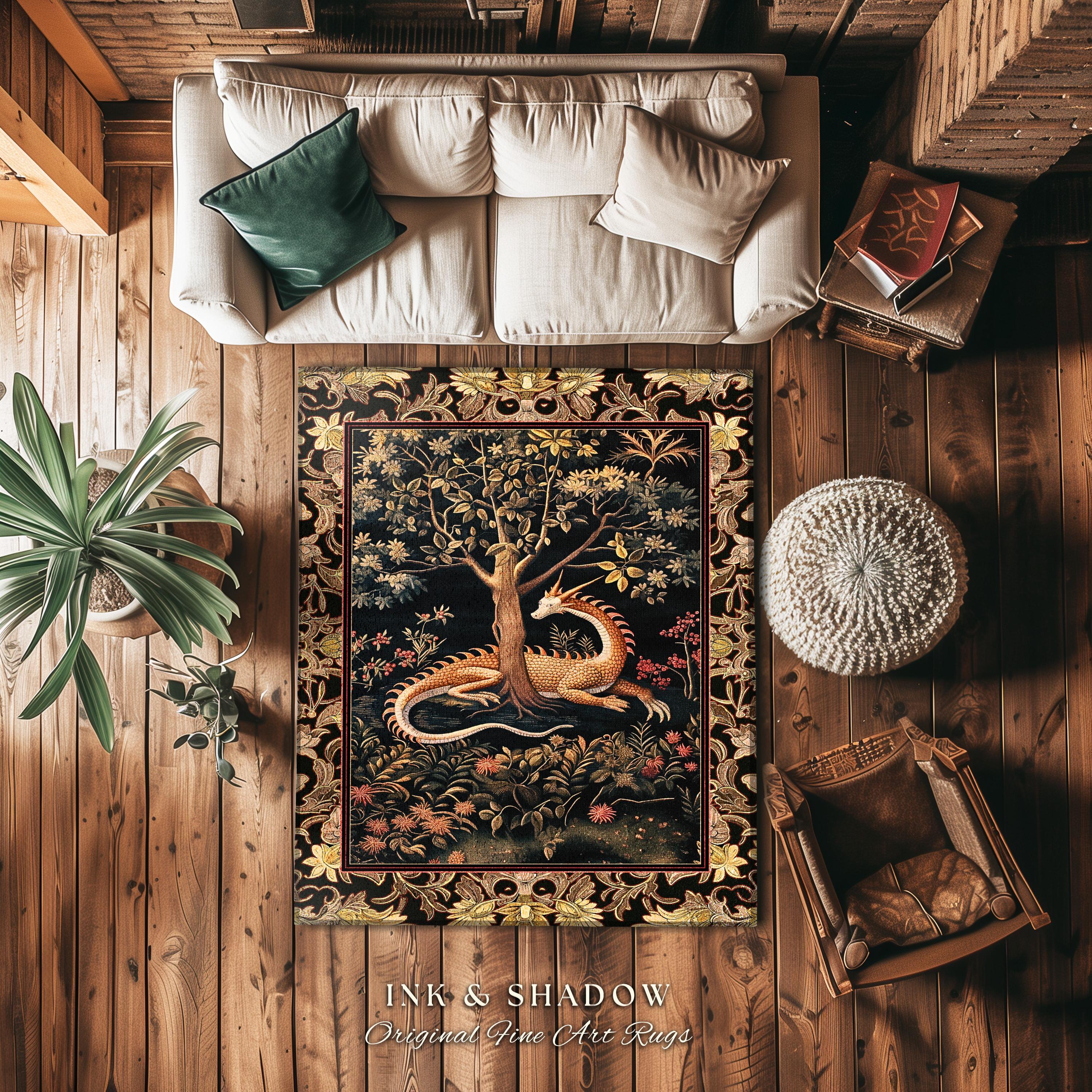 Ancient Dragon Art Round Area Rug Mystical Enchanting Forest Decor ...