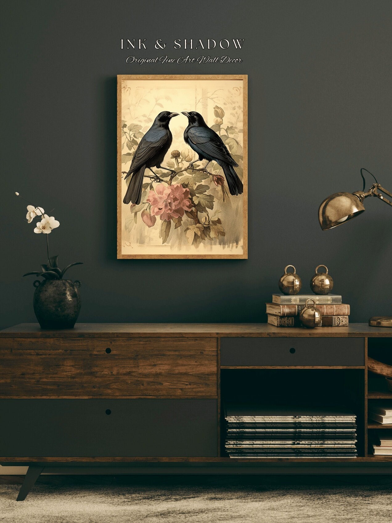 Victorian Gothic Wall Art Gothic Bedroom Decor Black Crow Etsy