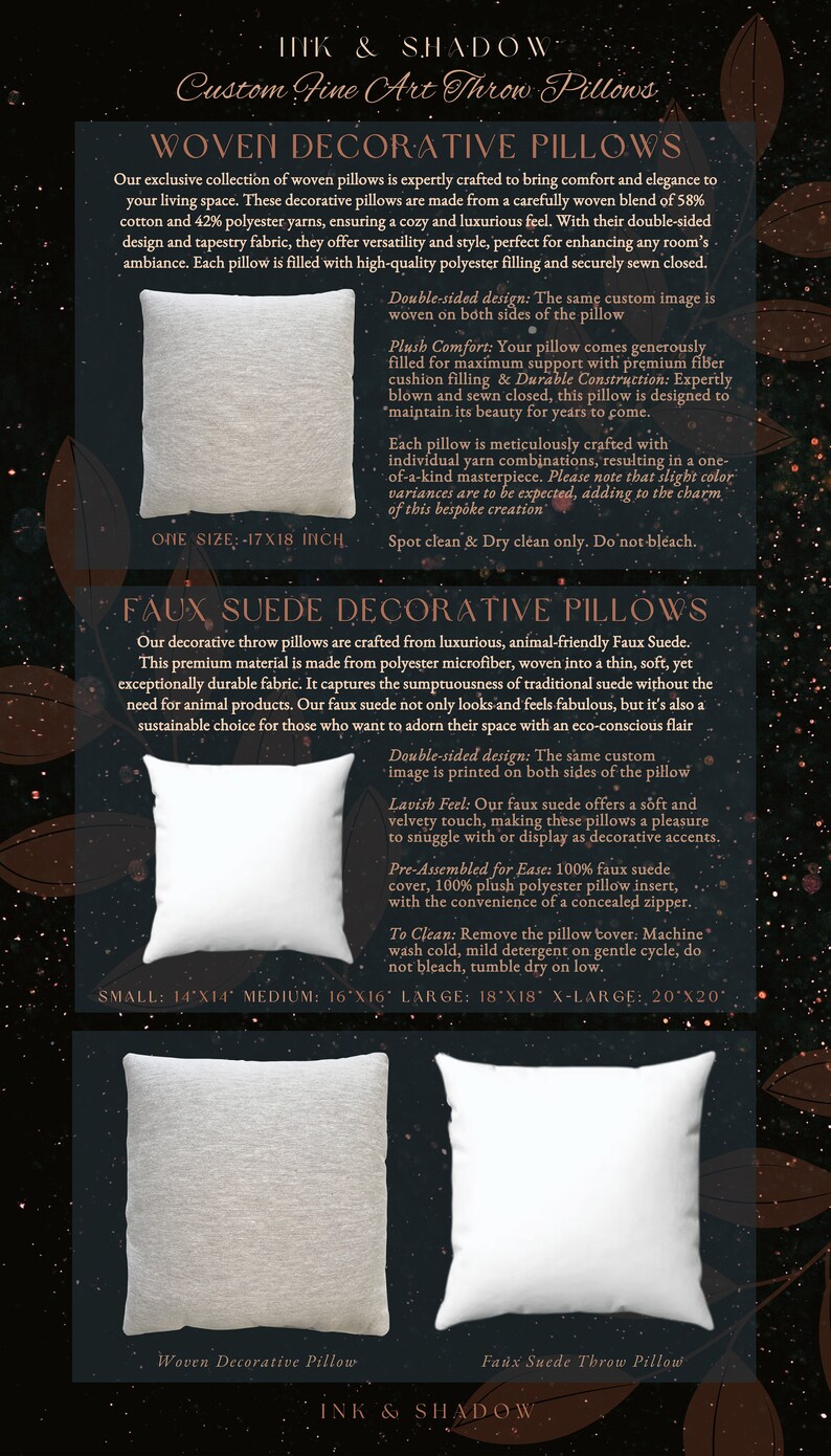 May include: Two decorative throw pillows, one woven and one faux suede. The woven pillow is white with a subtle texture and measures 17 inches by 18 inches. The faux suede pillow is white and has a smooth, velvety texture. Both pillows are square and have a double-sided design with the same image printed on both sides.
