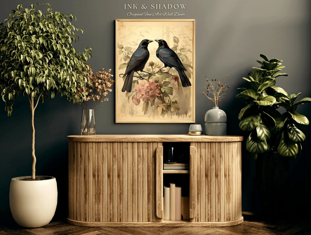 Victorian Gothic Wall Art Gothic Bedroom Decor Black Crow Raven Decor