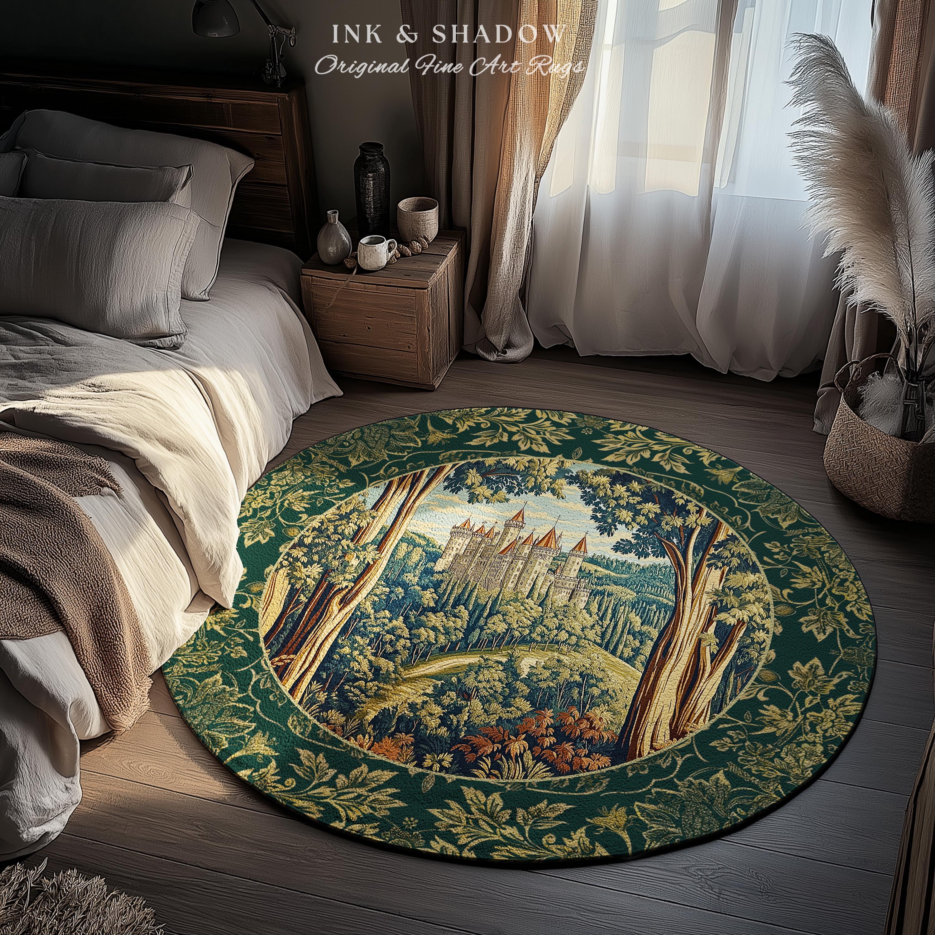 Fairytale Aesthetic Castle Round Rug | Fairycore Large Area Rug ...
