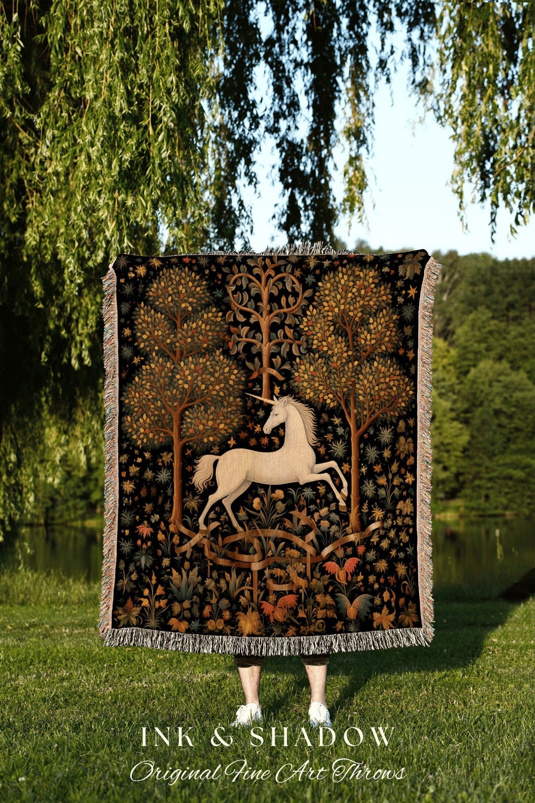 Medieval Unicorn Art Blanket Woven Whimsical Room Decor Tapestry Cottagecore Fairycore Aesthetic Room Decor Magical Tapestry Unicorn Art - Etsy