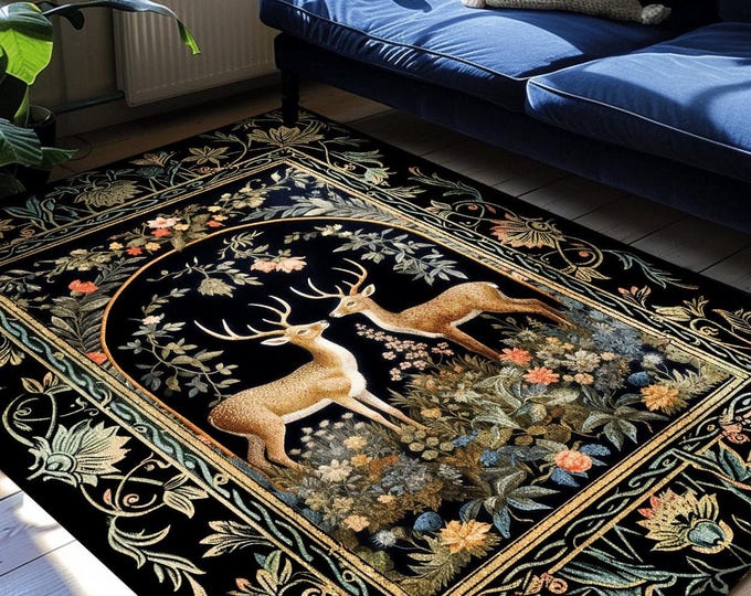 Forest Spirit Mystic Deer Rug | Cottagecore Room Decor William Morris ...