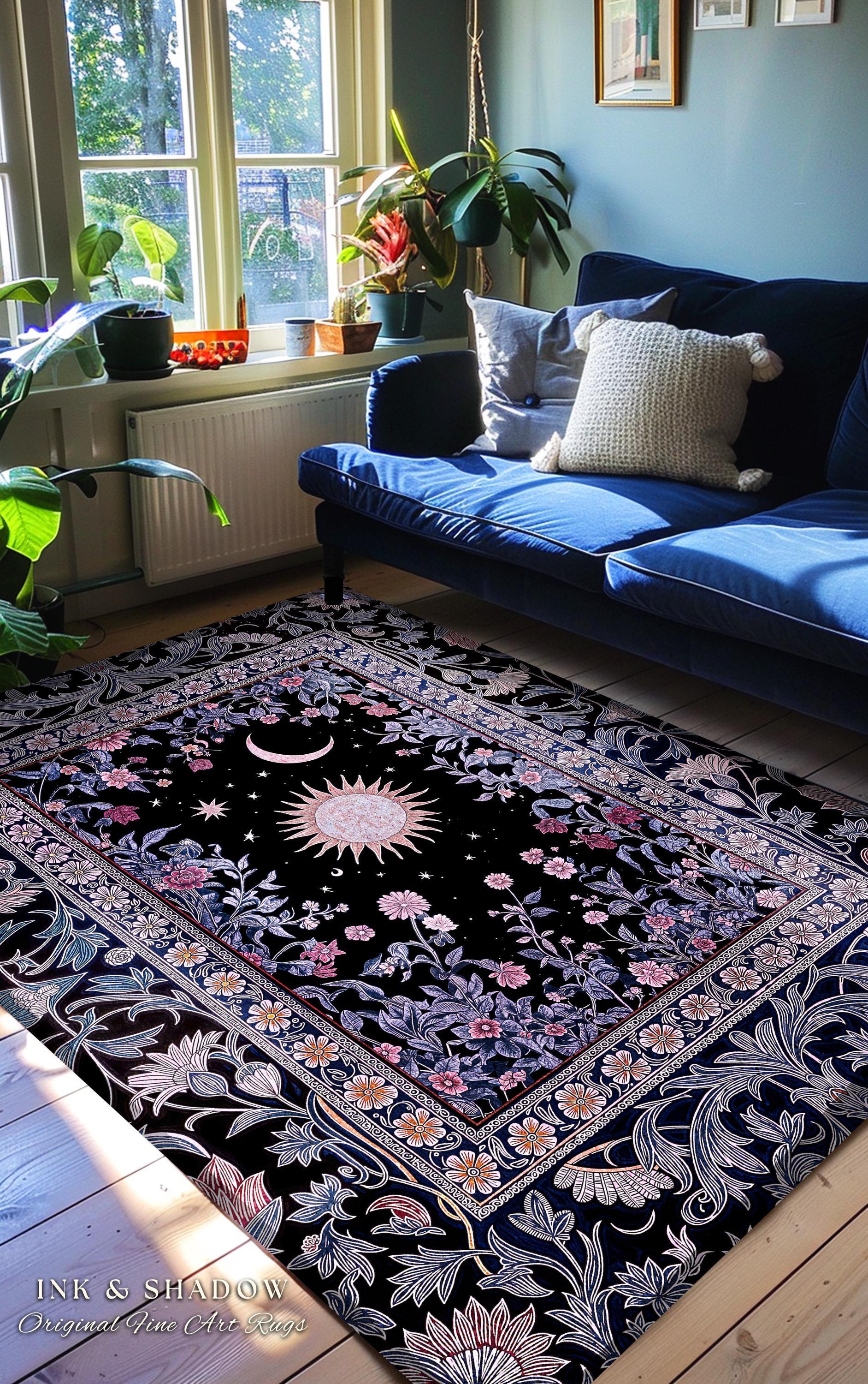 Midnight Lavender Celestial Rug | Witchy Pastel Tarot-inspired