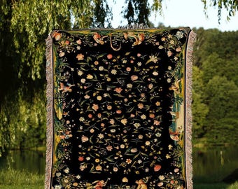 Floral Aesthetic Vintage Tapestry Woven Wall Hanging | Dark Floral Wall Art Vintage Aesthetic | Dark Academia Victorian Gothic Aesthetic |
