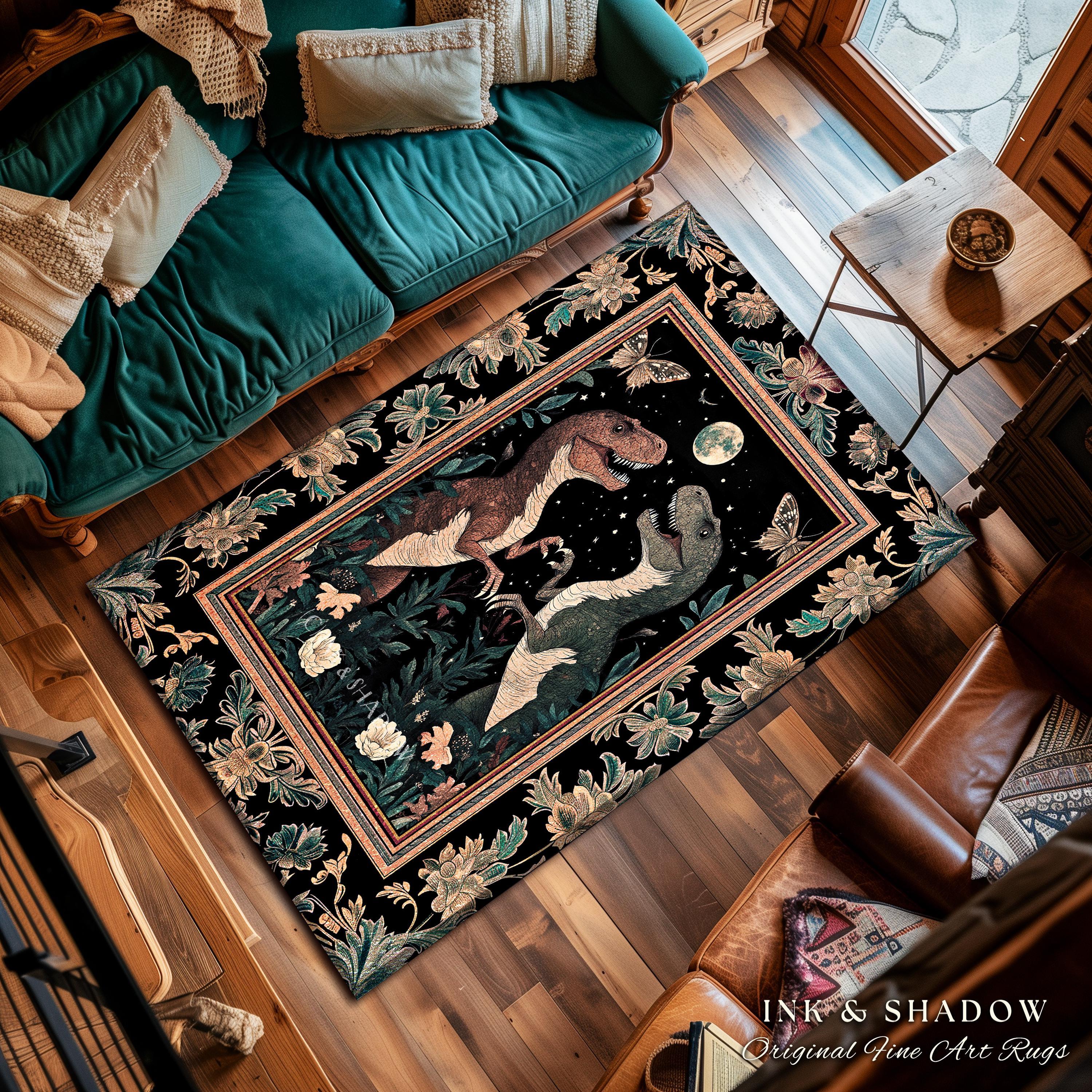 Uti Rugs T-rex Whimsical Academia Area Rug | Dinosaur Accent Rug Ornate Medieval ...